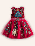 Christmas Tree Applique Tulle Party Dress