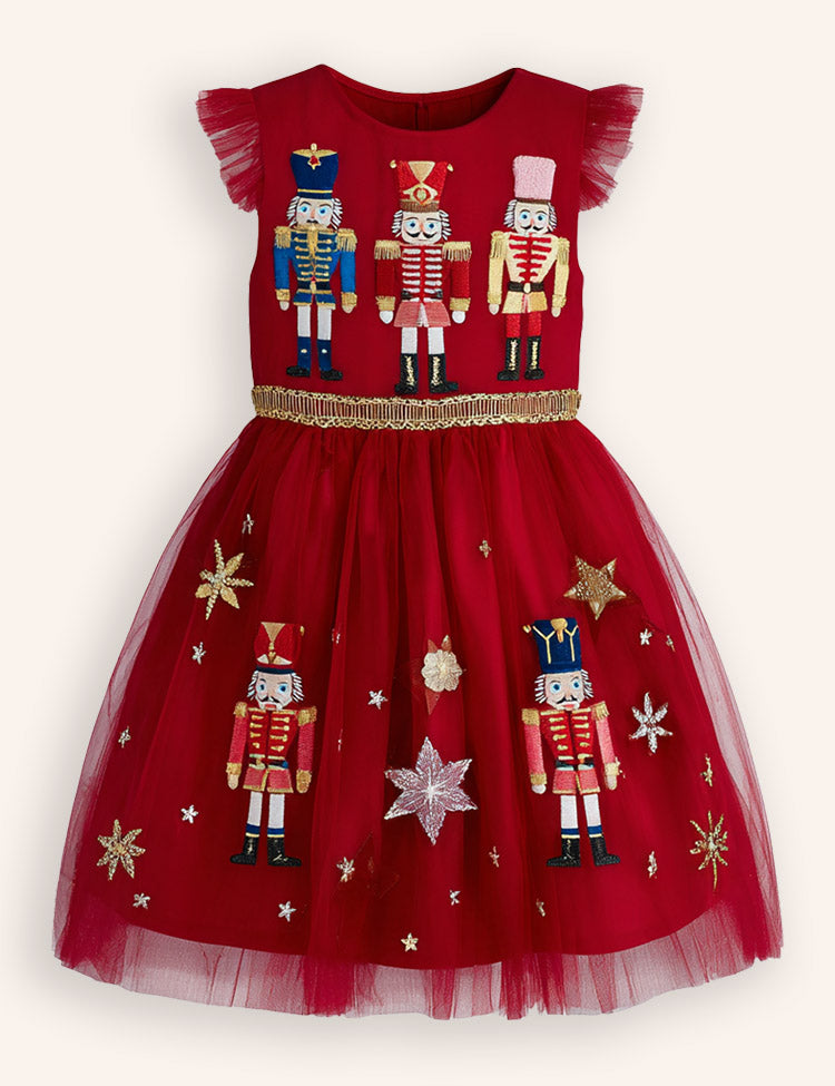 Nutcrackers Velour Tulle Appliqué Dress