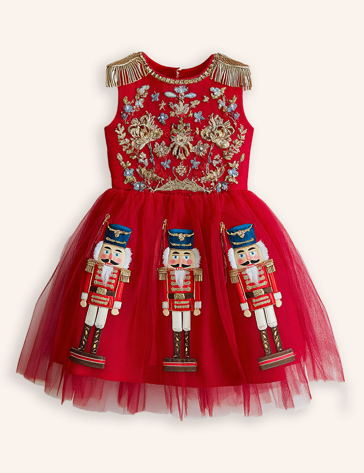 Nutcrackers Velour Tulle Appliqué Dress