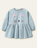 Kitten Embroidery Sweatshirt + Animal Printed Leggings
