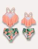 Leaf Printed Family Matching Swim Suit - Mini Taylor