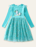 Star Moon Unicorn Printed Mesh Dress - Mini Taylor