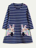 Zebra Appliqué Long Sleeve Dress