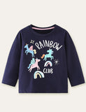 Cartoon Pegasus Printed Long-Sleeved T-shirt - Mini Taylor