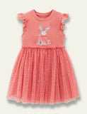 Cartoon Rabbit Appliqué Tulle Dress - Mini Taylor