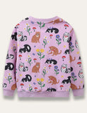 Cute Kitten&Floral Print Sweatshirt - Mini Taylor