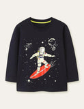 Glowing Space Astronaut Printed Long Sleeve T-shirt - Mini Taylor