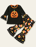 Halloween Pumpkin Appliqué Long-Sleeve Set - Mini Berni