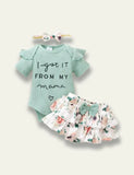 Letter Printed Romper+Floral Skirt - Mini Taylor