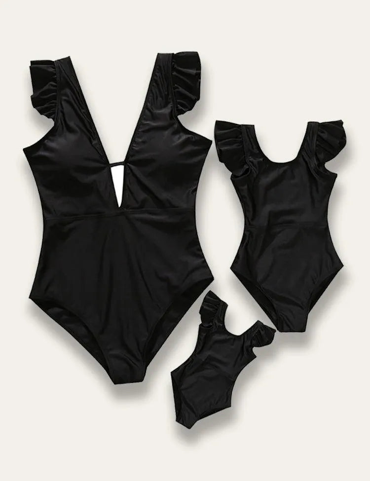 Solid Color Simple Family Matching Swimsuit - Mini Taylor