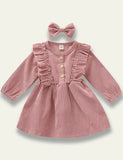 Sweet Corduroy Long Sleeve Dress