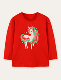 Unicorn Cartoon Printed Long-Sleeved T-shirt - Mini Taylor
