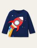 Unisex Rainbow Rocket Printed Long Sleeve T-shirt